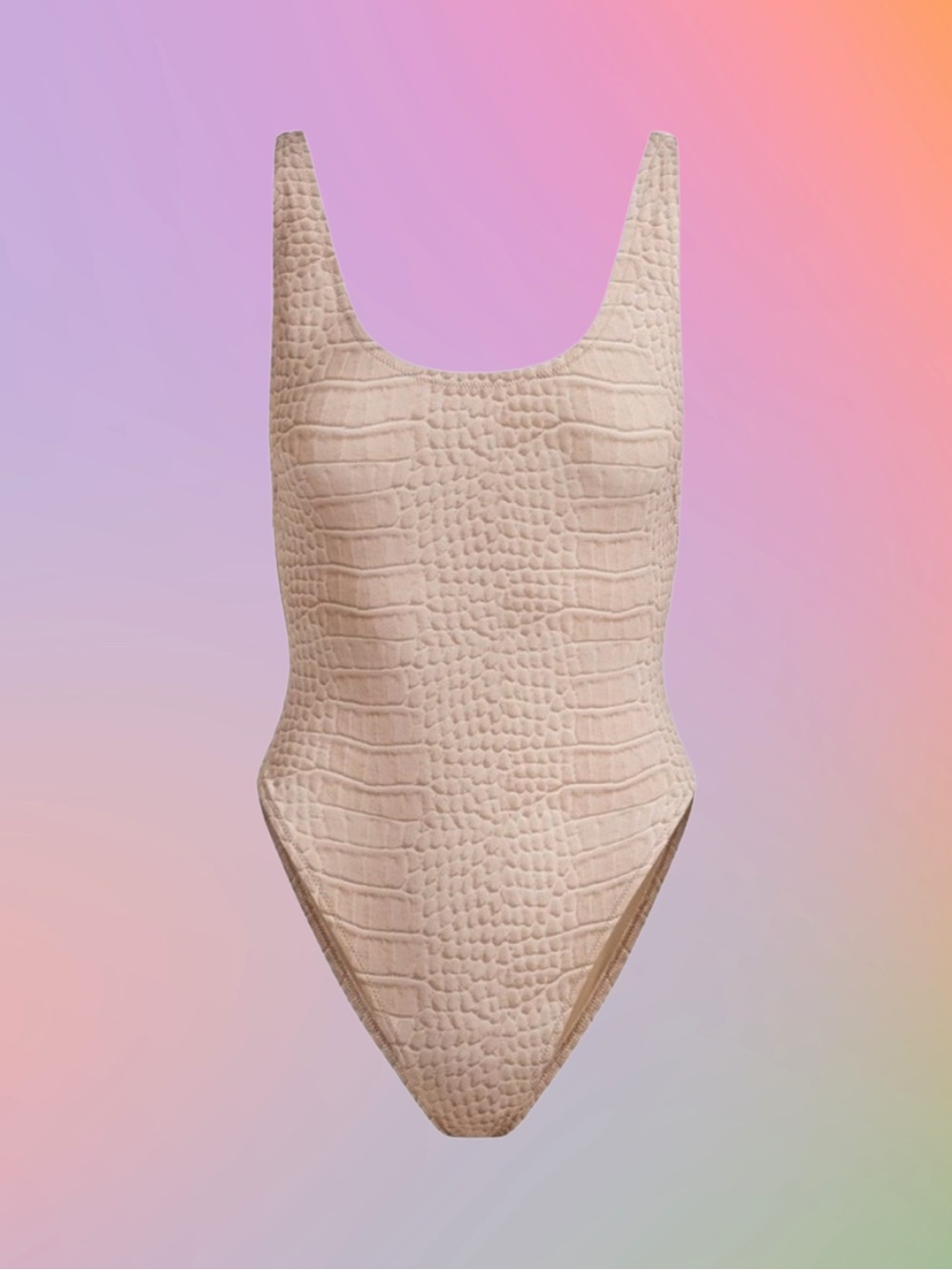 SKIMS One-Piece Swimsuit in Beige Croc-Embossed